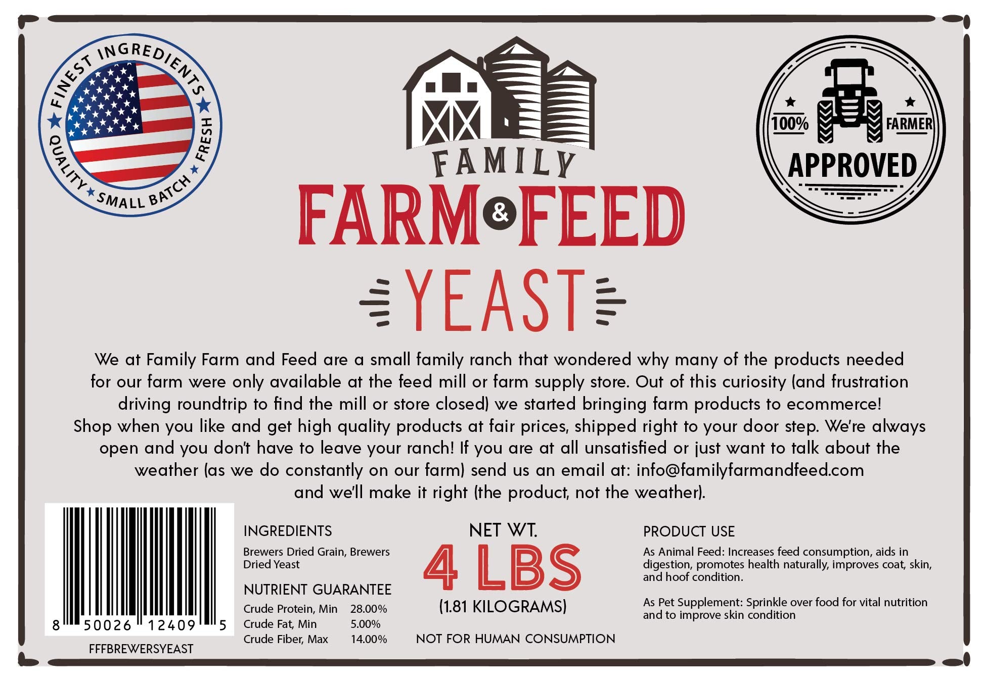 Livestock trough with FAMILY FARM AND FEED Brewers Yeast mix