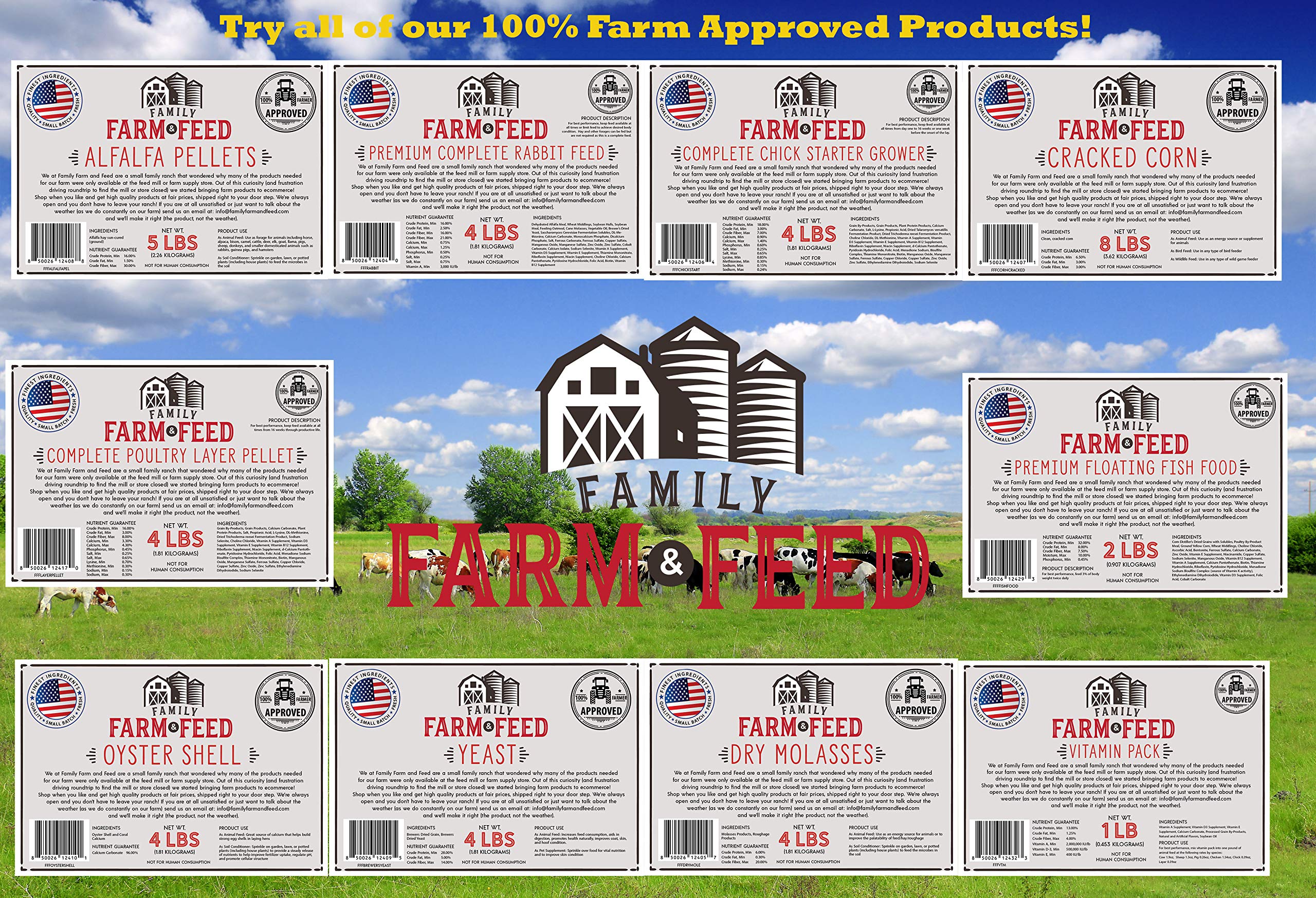 Sealed FAMILY FARM AND FEED Brewers Yeast storage tub