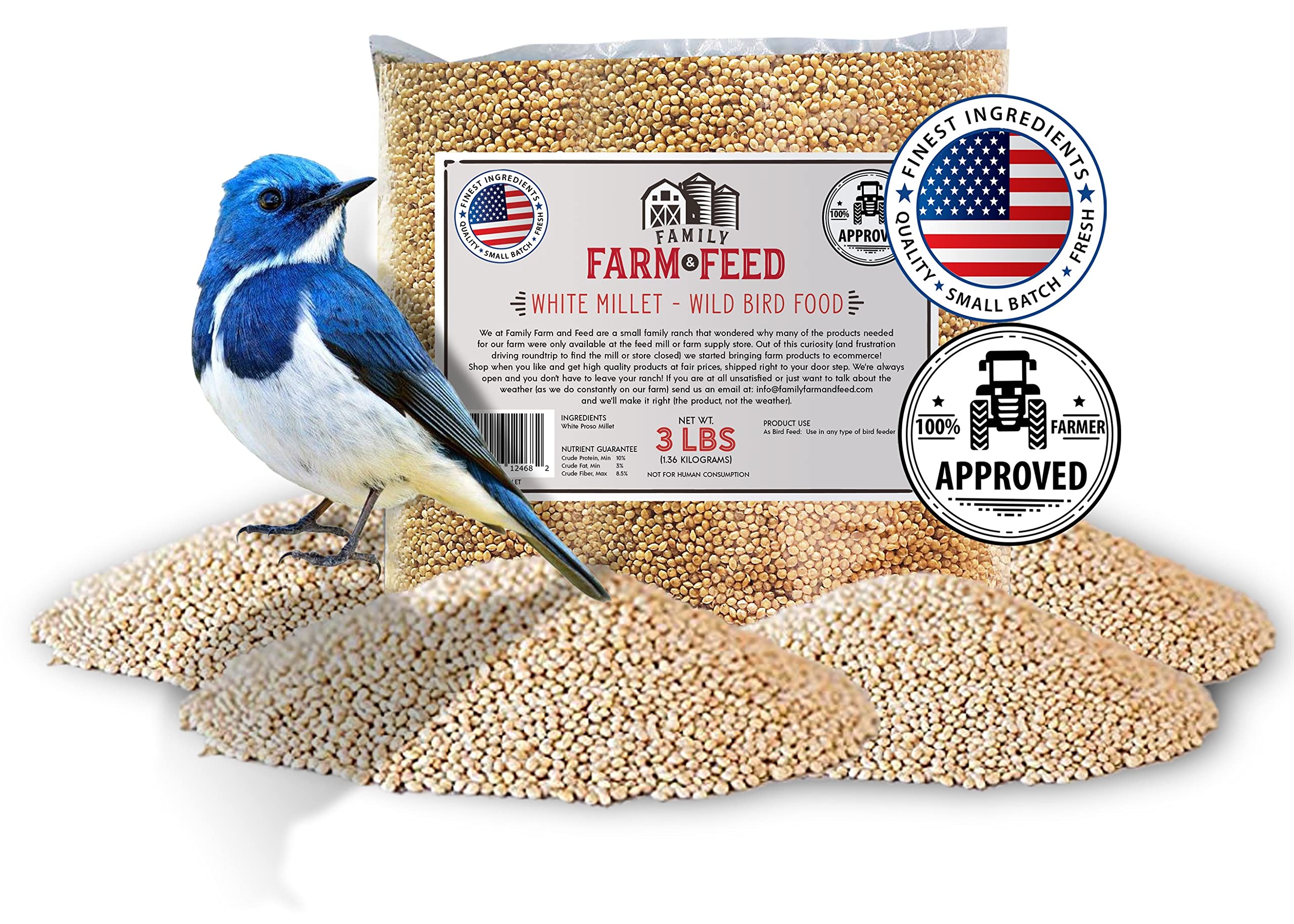 FAMILY FARM AND FEED Four Seasons white millet bag front for backyard birds