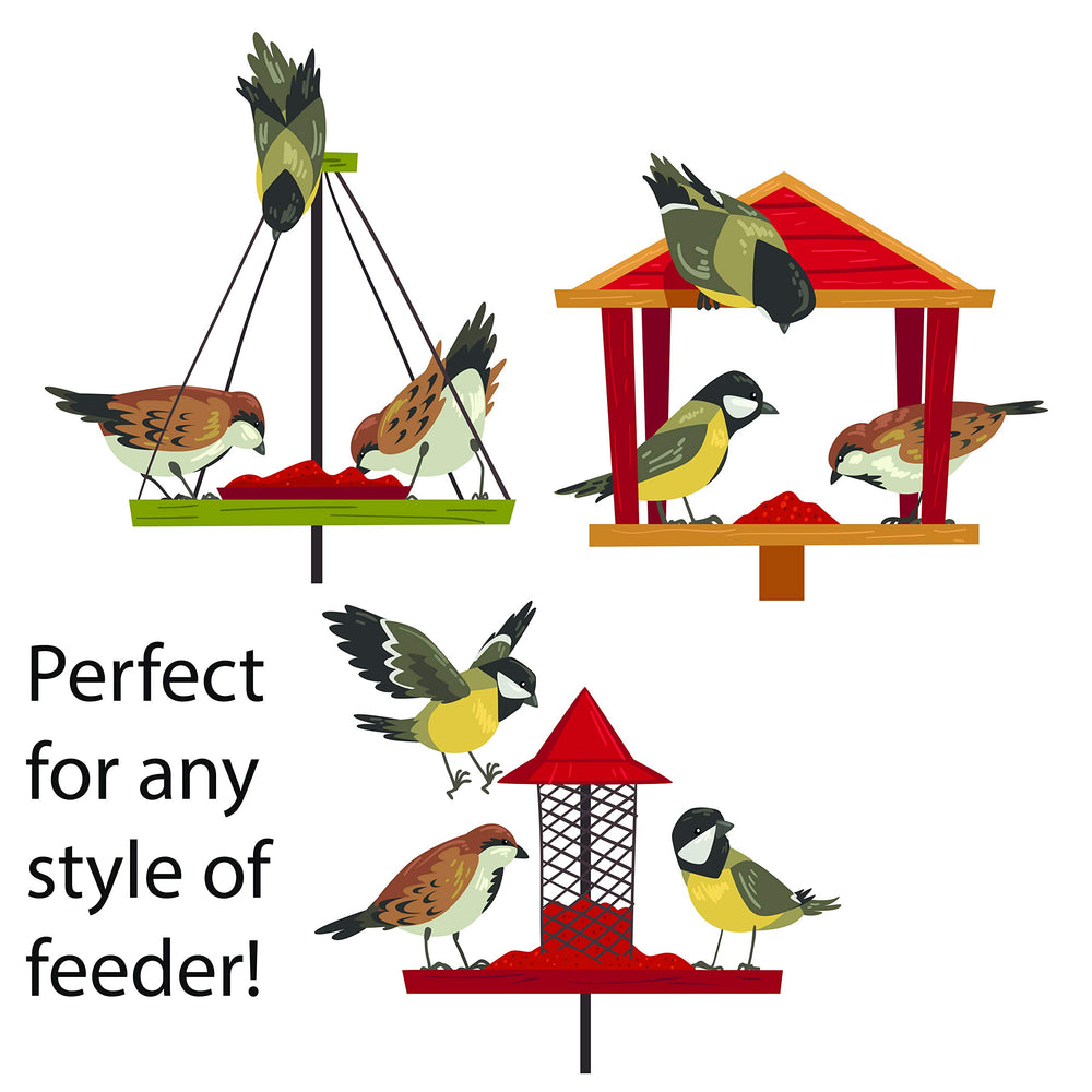 FAMILY FARM AND FEED birds feeding at a feeder enjoying easy-to-dispense seeds