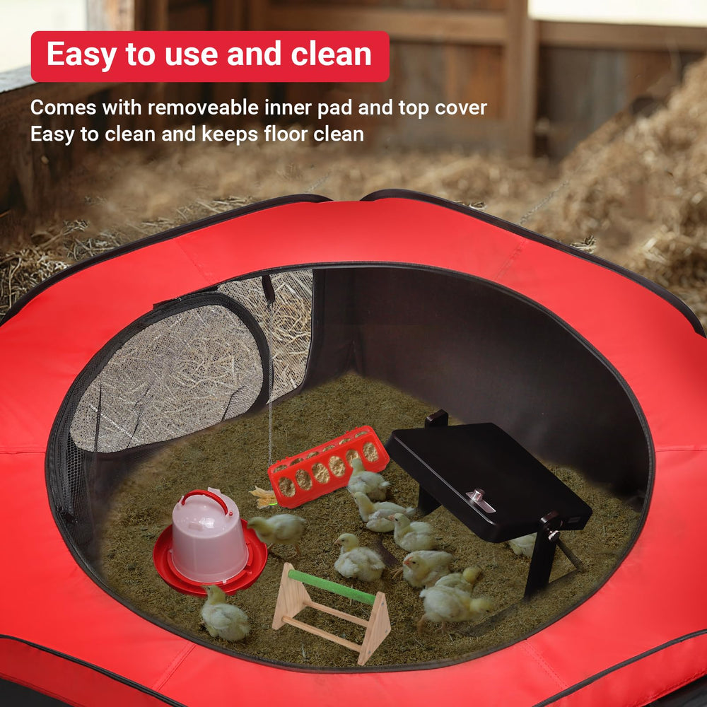 FAMIROSA foldable-frame brooder box enables quick setup and storage.