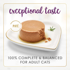Fancy Feast beef feast pate texture close-up highlights smooth consistency.