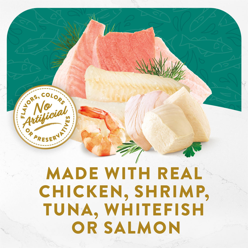 Fancy Feast Broth Complement packaging with 20-pack label emphasizing grain-free quality.