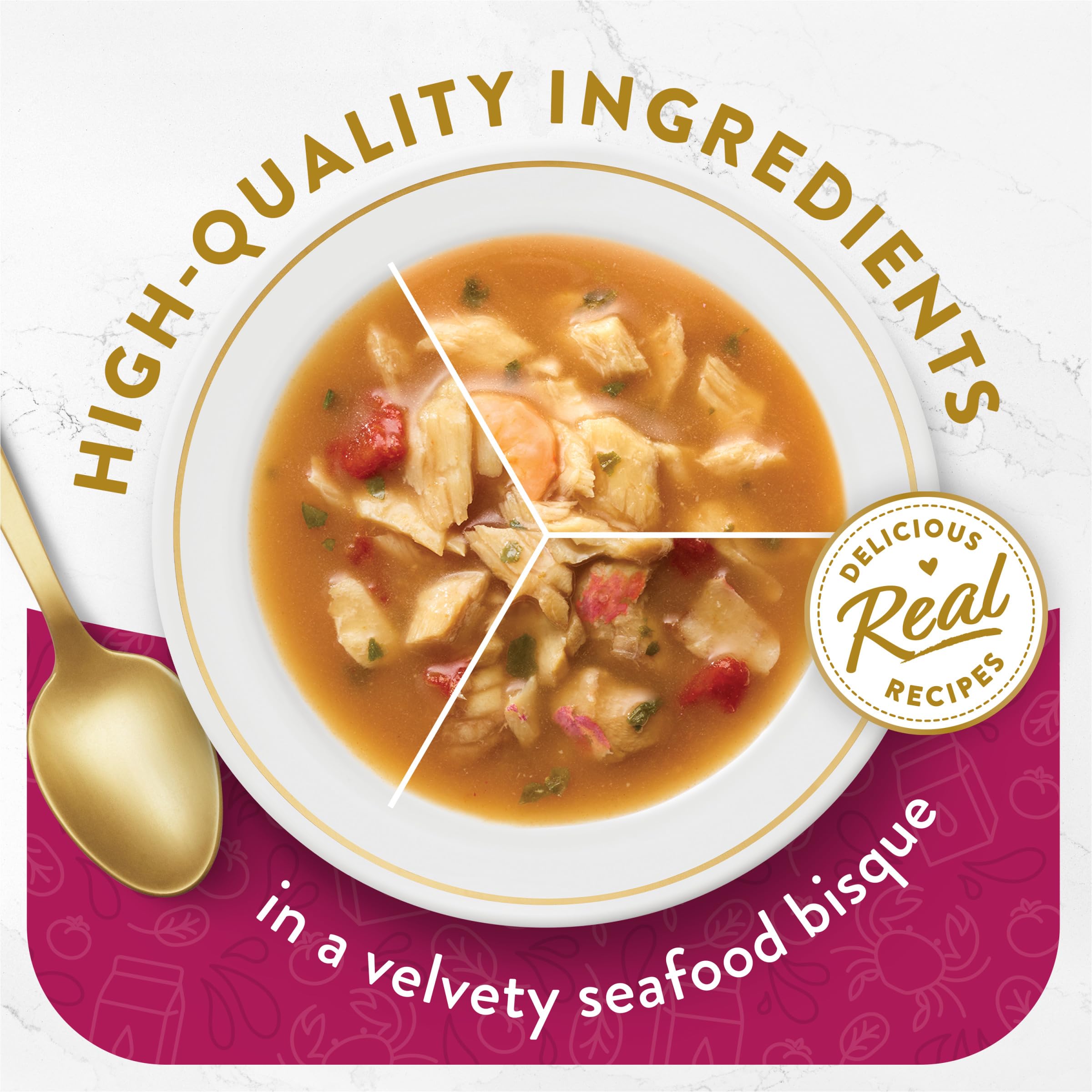 Fancy Feast Broth Shrimp Recipe pouch with real shrimp in broth for toppers
