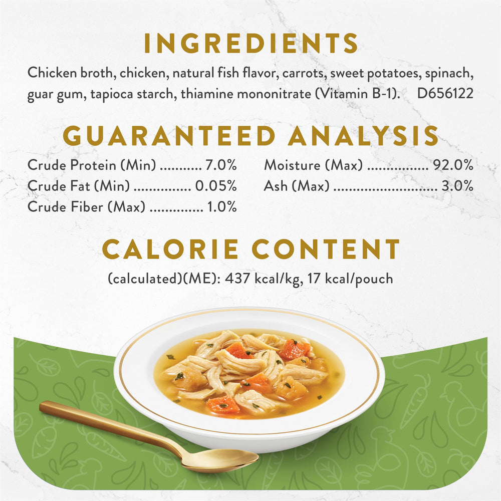 Fancy Feast Broths Classic meal topper that enhances dry kibble with flavor.