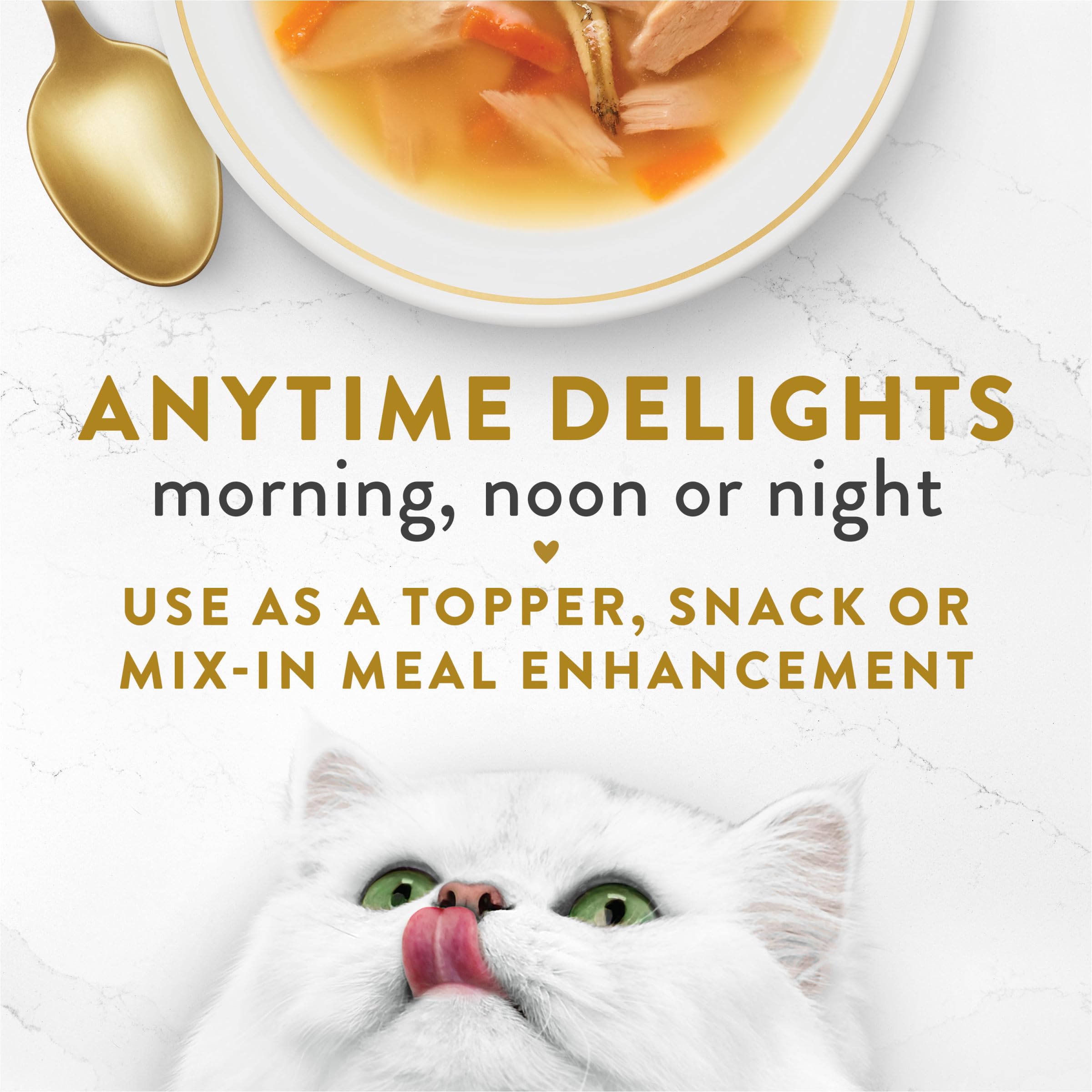 Fancy Feast Broths Classic can be mixed with wet or dry food for variety.