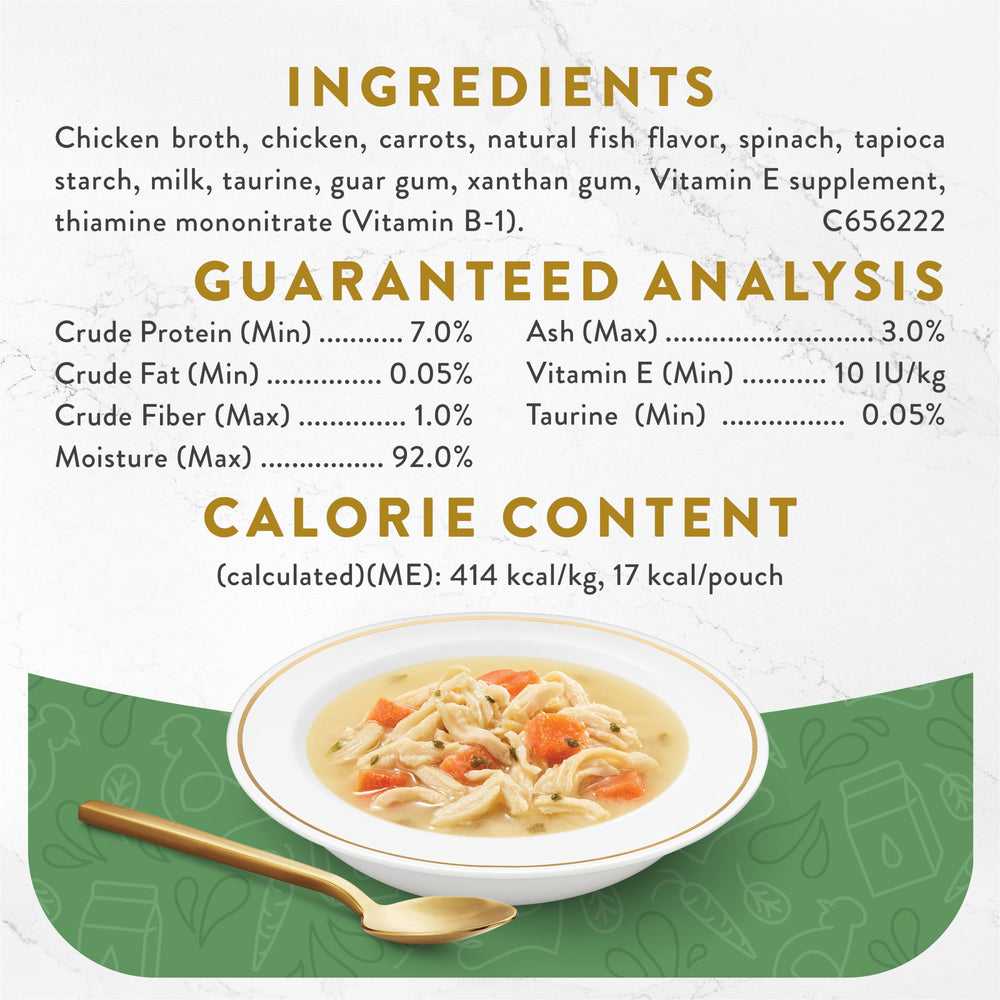 Fancy Feast Broths Creamy Senior Serving Over Kibble demonstrates moisture and variety in meals.