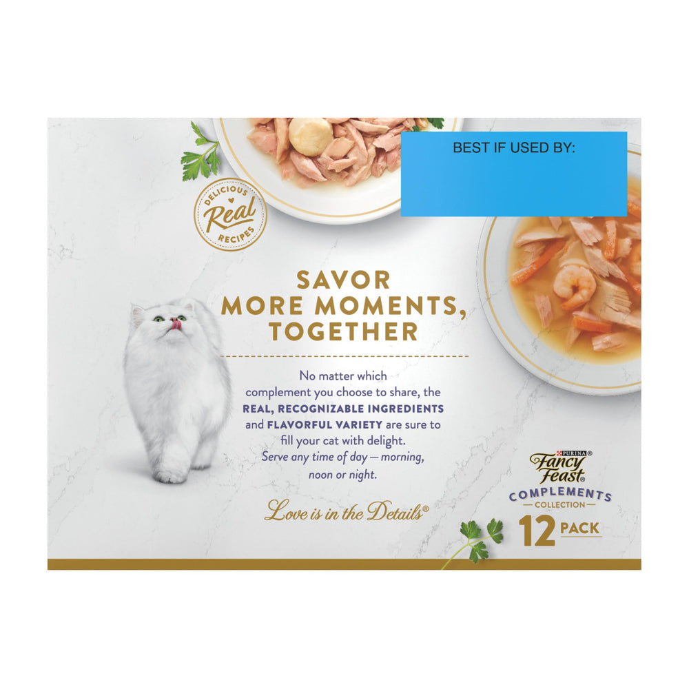 Fancy Feast cat enjoying treats illustrates happy mealtime moments.