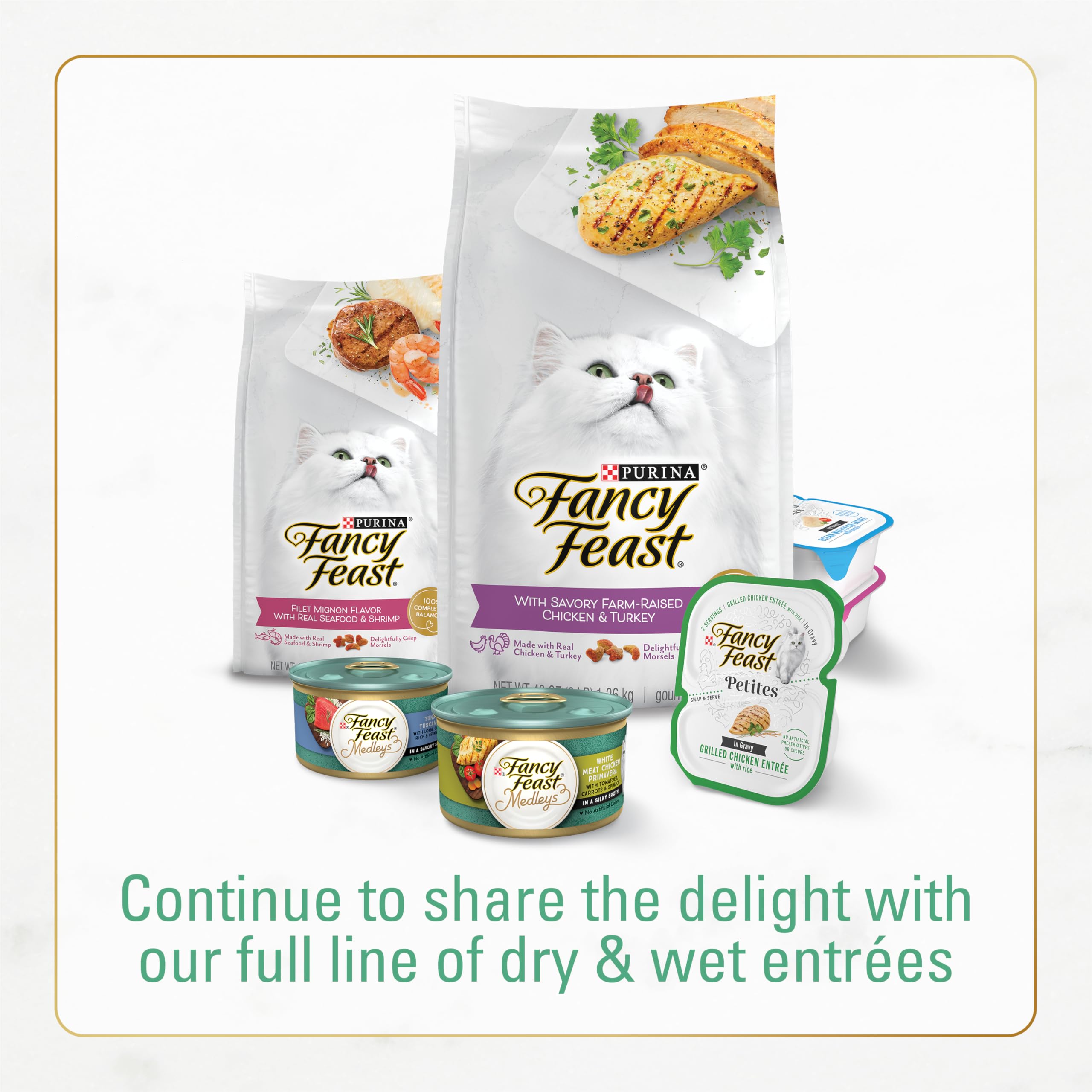 Essential vitamins and minerals in Fancy Feast dry cat food support daily health.