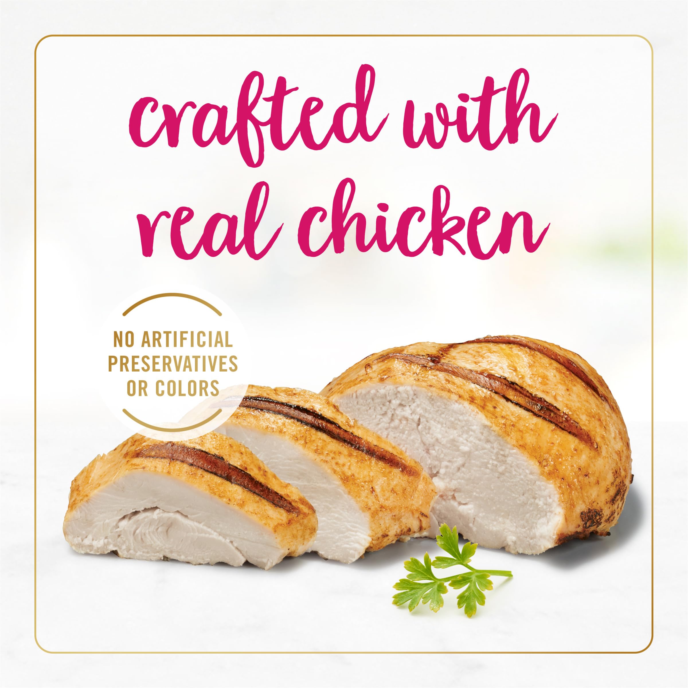 Packaging of Fancy Feast Chicken Feast Classic Pate grain-free packaging signals premium nutrition.