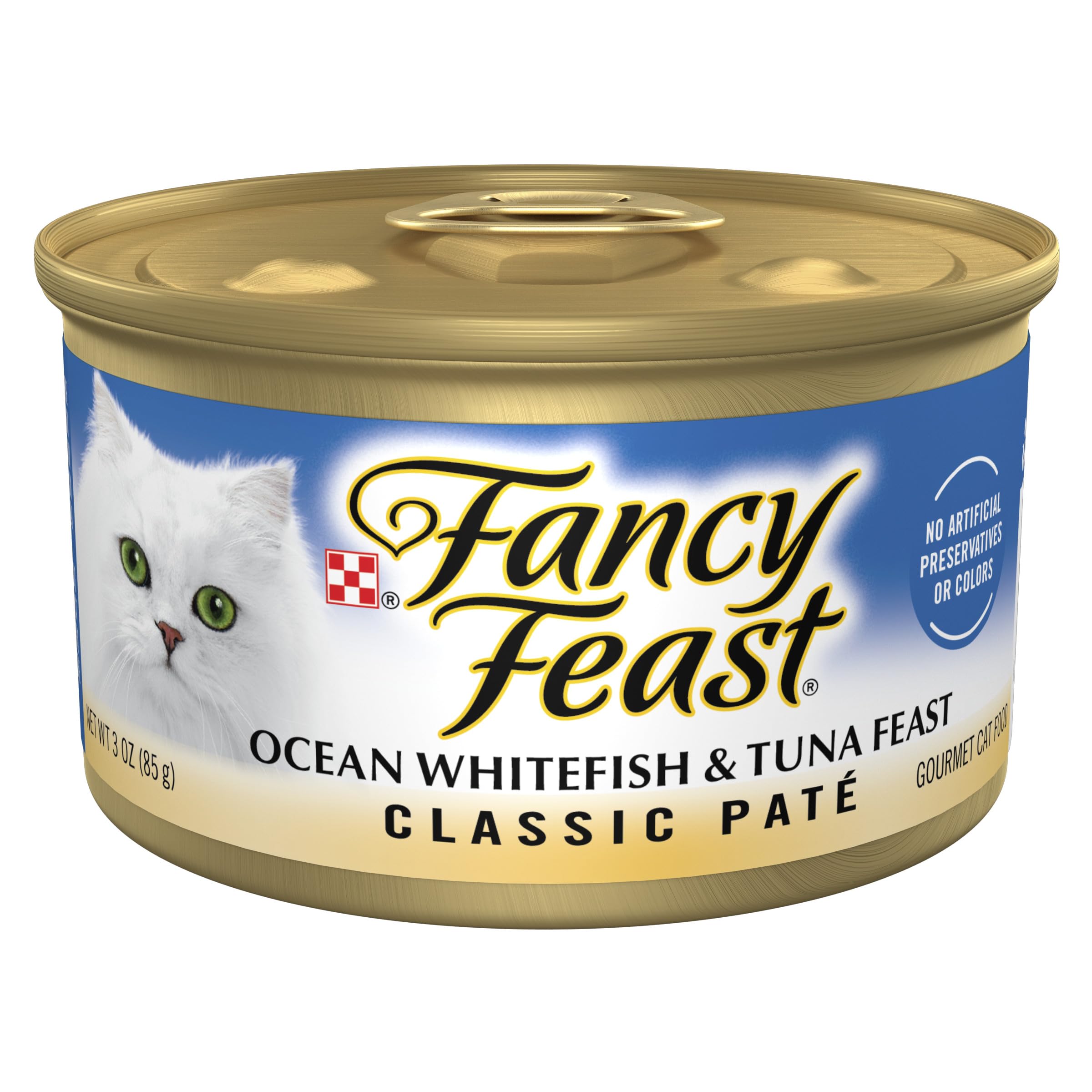 Fancy Feast Classic Pate Ocean Whitefish and Tuna cans ready for a premium seafood meal