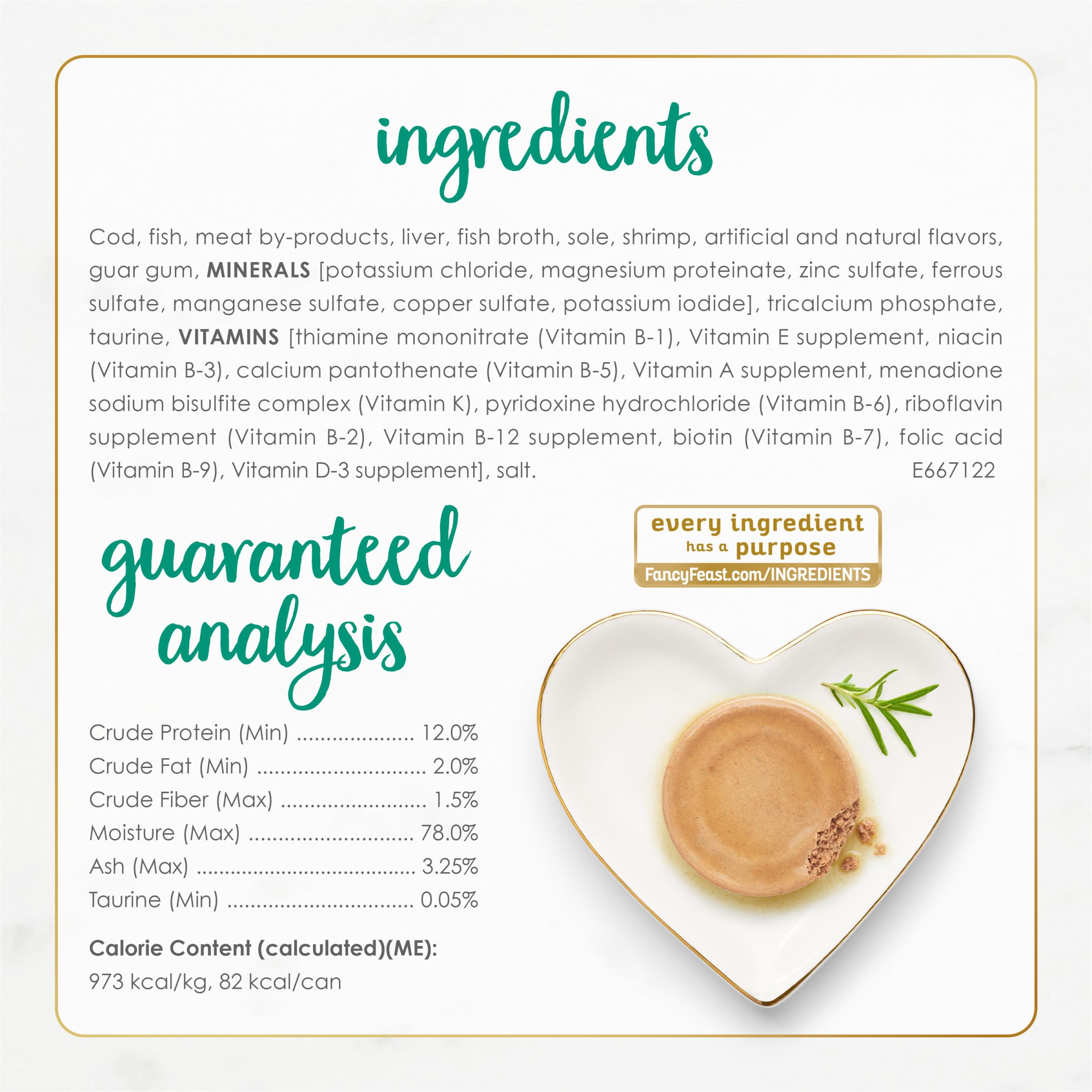 Fancy Feast ingredients highlight real cod as first ingredient