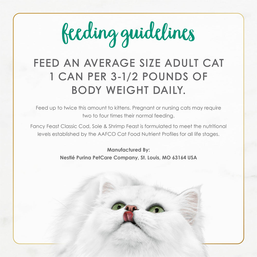 Fancy Feast nutrition panel close-up shows balanced nutrition