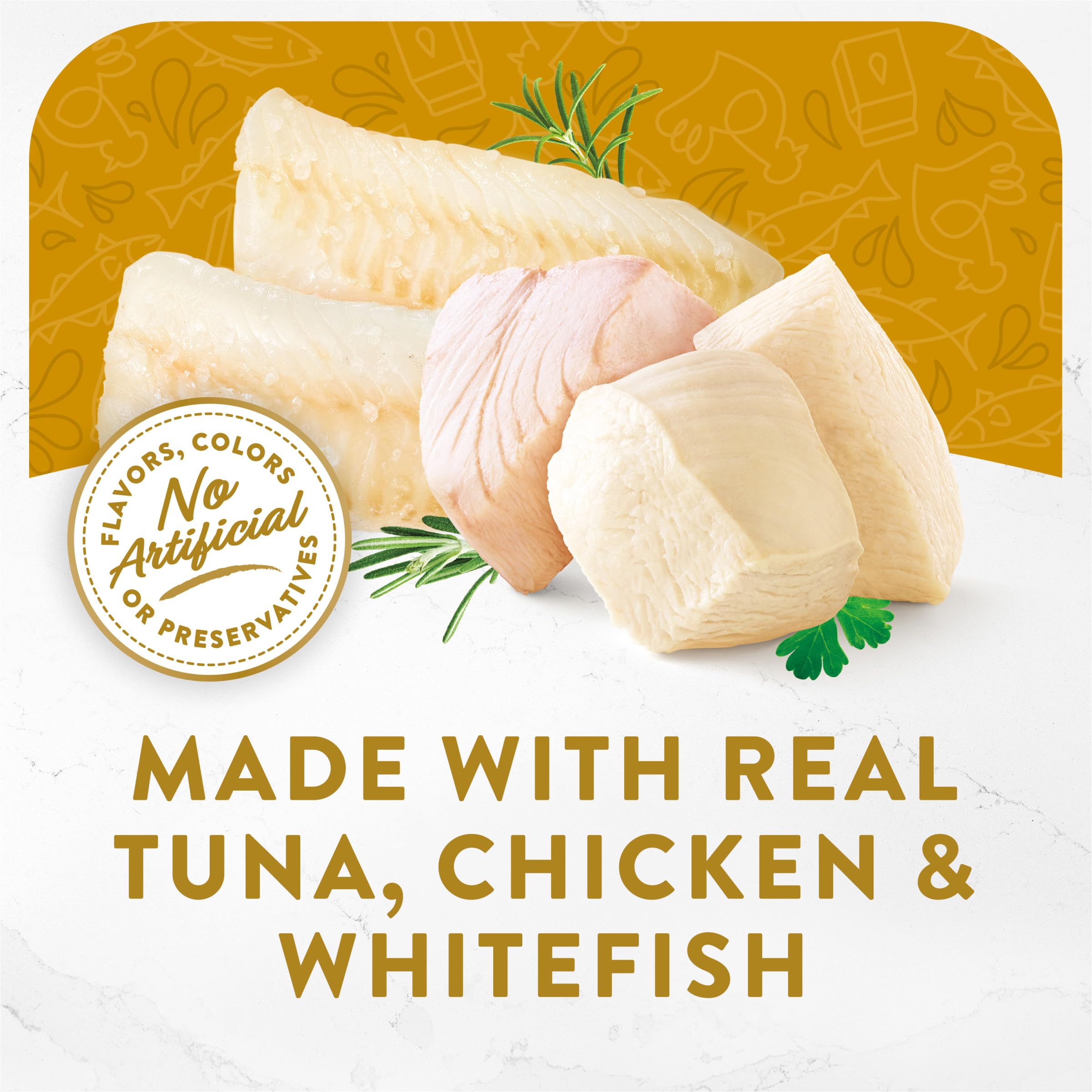 Ingredients of Fancy Feast Creamy Broth with tuna, chicken, whitefish