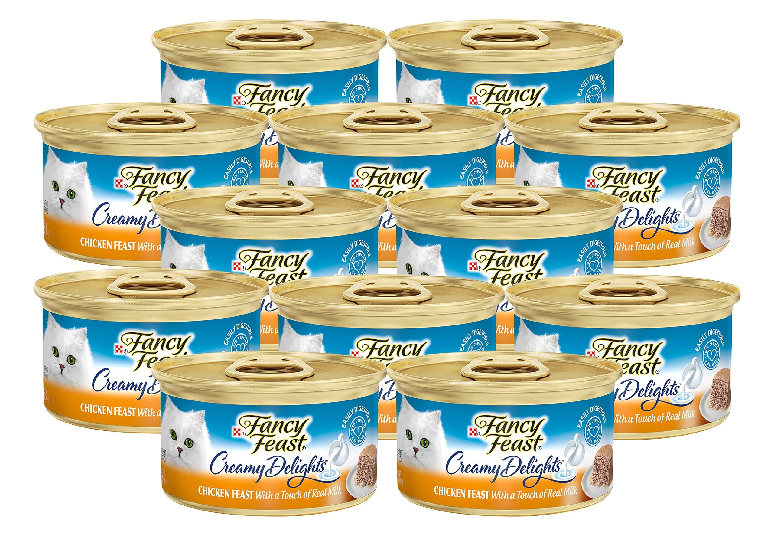 Fancy Feast Creamy Delights chicken pate front can for easy, convenient serving.