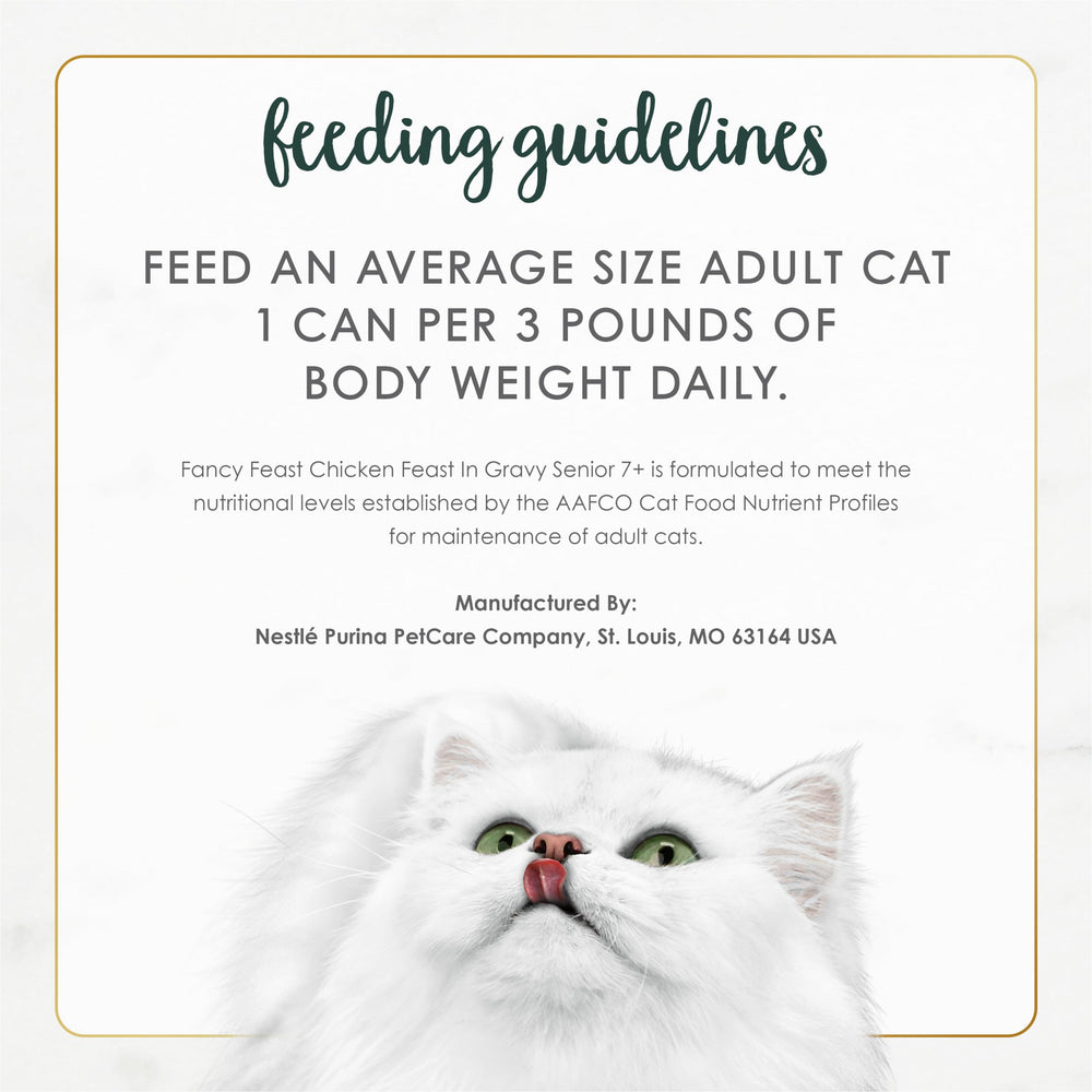 Fancy Feast delicious gravy enhances taste experience for senior cats.