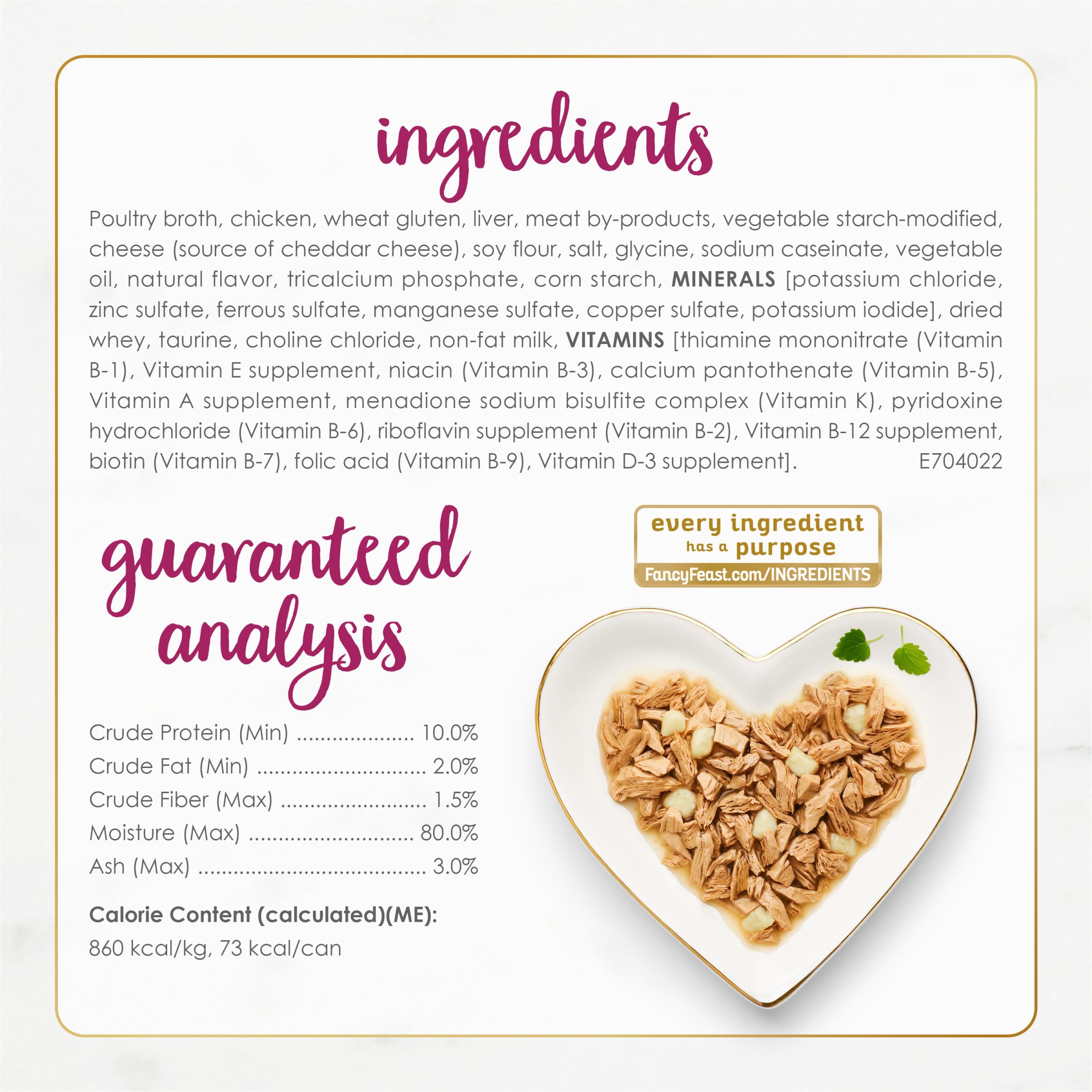 Fancy Feast Delights adult cat nutrition balance, crafted with experts for complete meals.