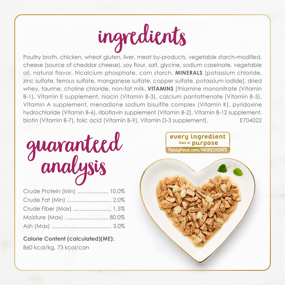 Fancy Feast Delights adult cat nutrition balance, crafted with experts for complete meals.