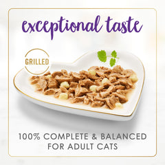 Fancy Feast Delights served in gravy bowl suggests comforting dining for cats.