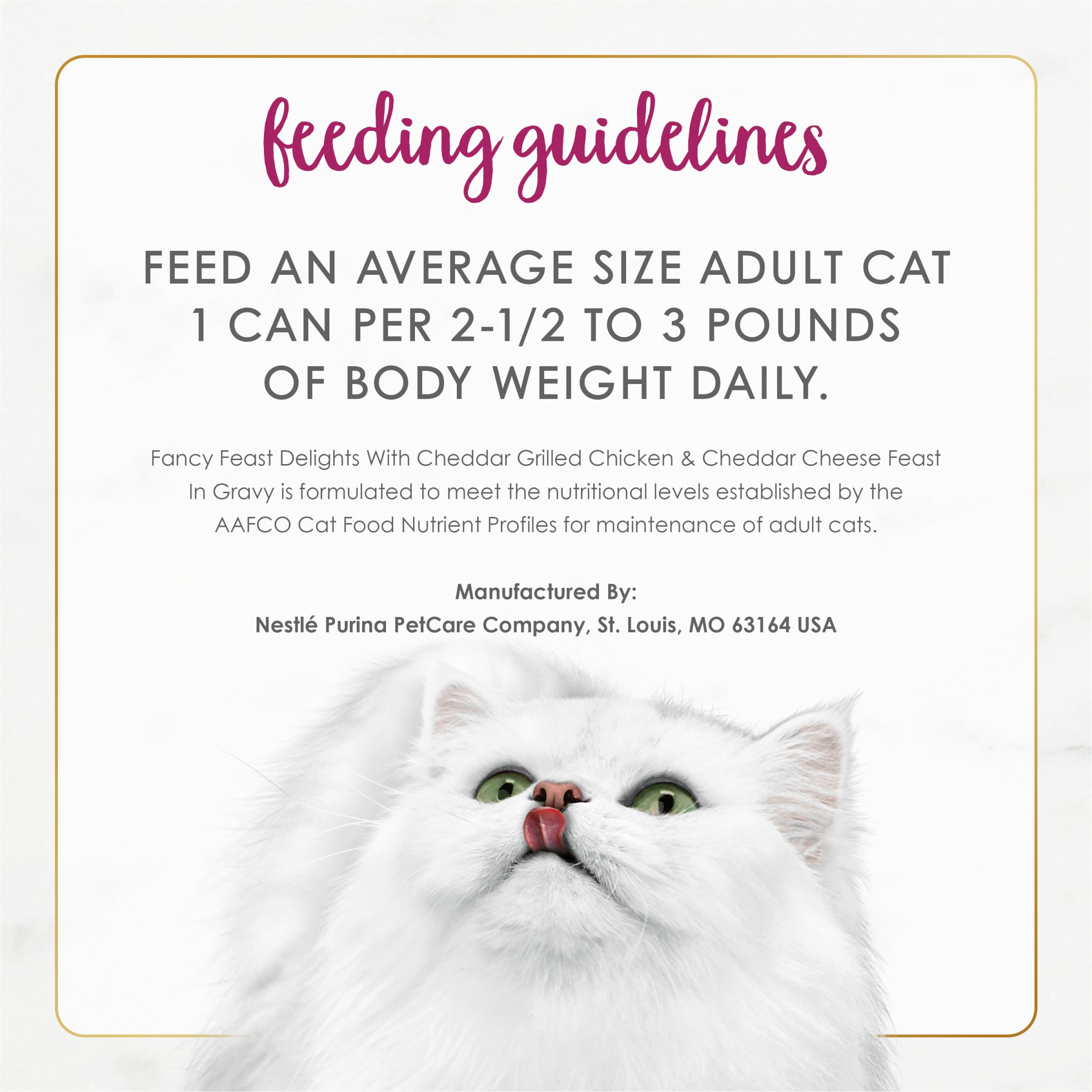 Fancy Feast Delights US-made recipe, quality checks highlight safety and consistency.