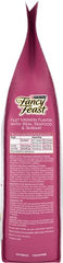 Kibble close-up showing crunchy texture and baked morsels in Fancy Feast dry food, appealing to cats.