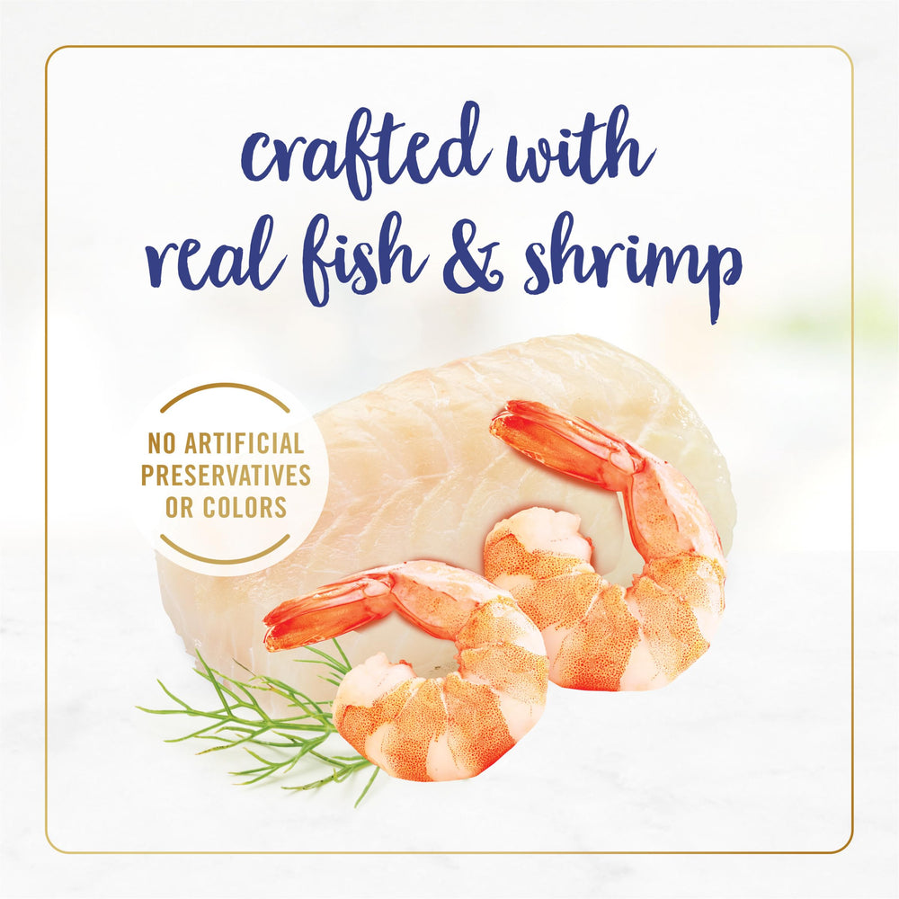 Fancy Feast Flaked Fish and Shrimp pack front for easy purchasing