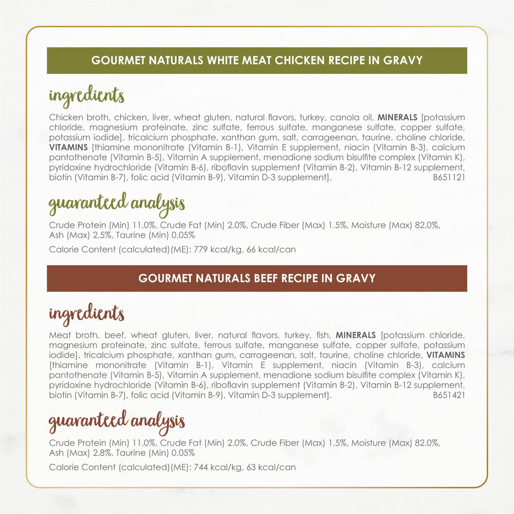 Fancy Feast Gourmet Naturals 3oz cans emphasize convenient, single-serve portions.