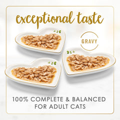 Fancy Feast Gravy Lovers 30-pack back highlights convenient multi-meal option.