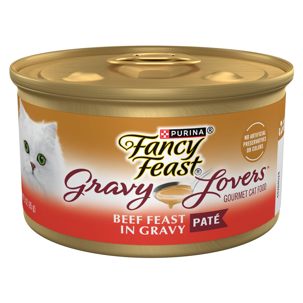 Fancy Feast Gravy Lovers beef-feast-pate in gravy can 24-pack, protein-rich dinner option
