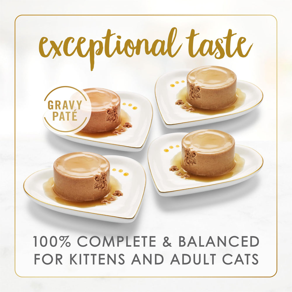 Fancy Feast Gravy Lovers beef pate in gravy highlighting premium protein