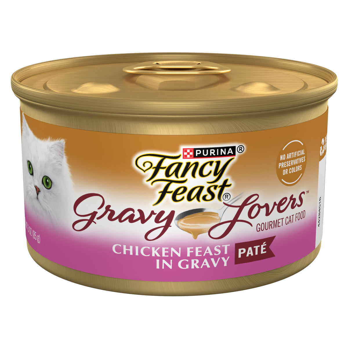 Fancy Feast Gravy Lovers chicken pâté in gravy close-up, smooth texture for a satisfying cat meal