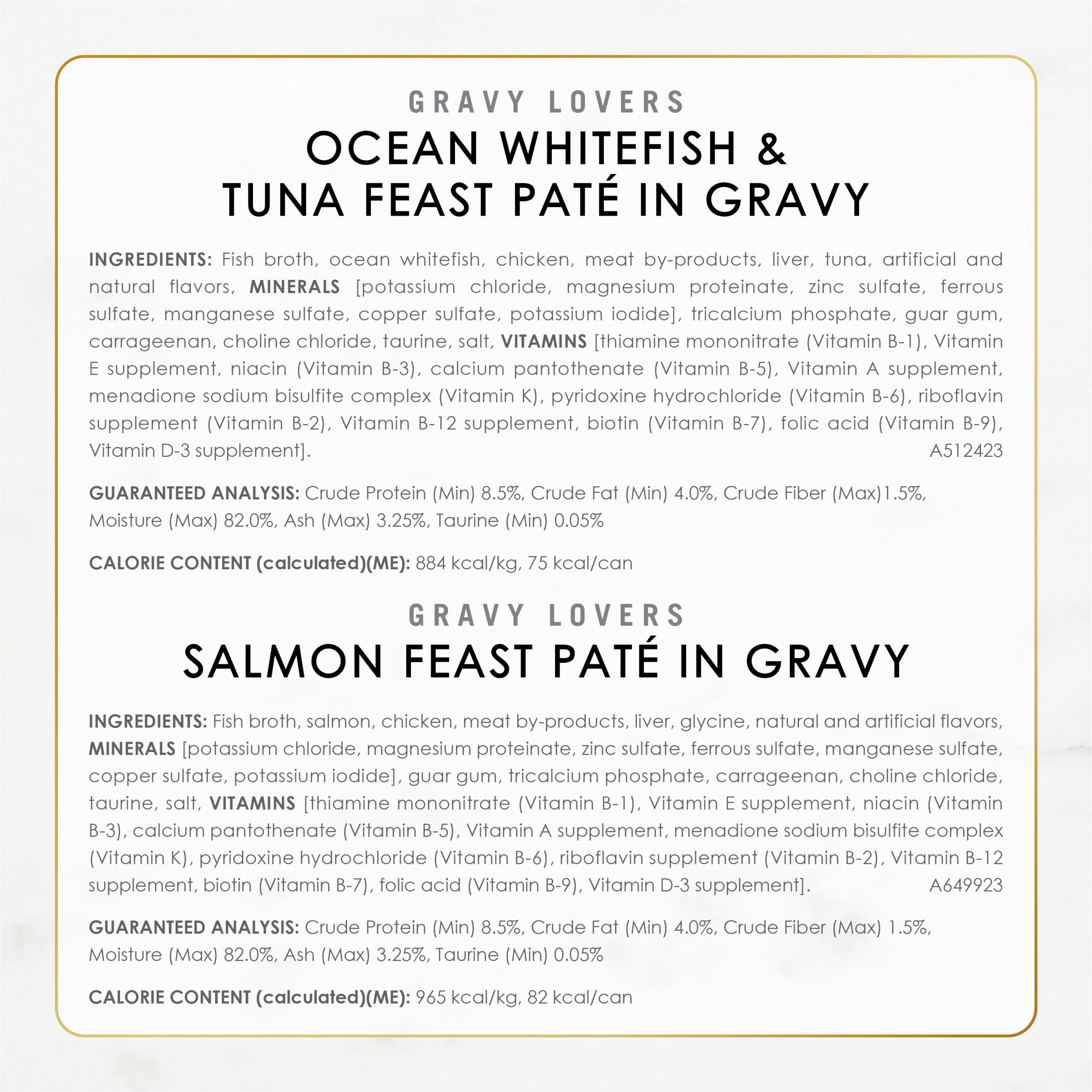 Fancy Feast Gravy Lovers salmon pate in gravy presenting rich flavor
