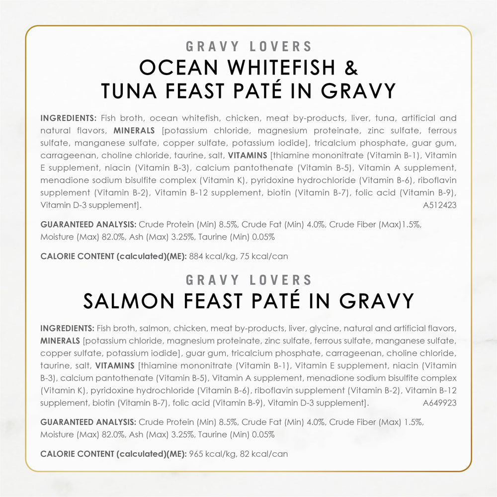 Fancy Feast Gravy Lovers salmon pate in gravy presenting rich flavor
