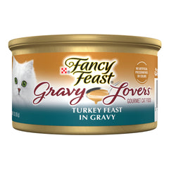 Fancy Feast Gravy Lovers turkey cans pack 24 offers premium protein for adult cats.