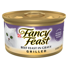 Fancy Feast Grilled Beef Feast in Gravy: beef pieces in savory gravy for cats.