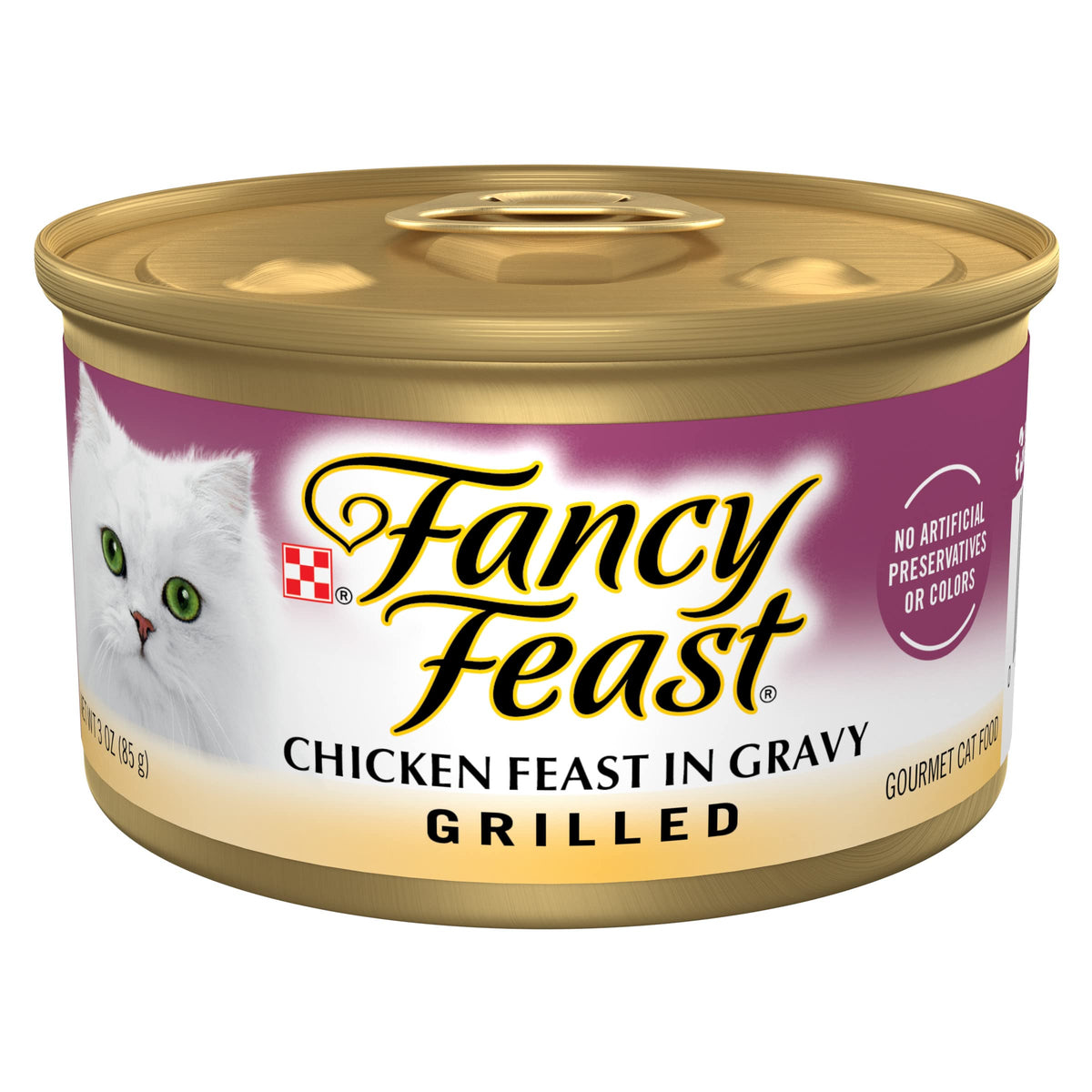 Fancy Feast Grilled Chicken Feast in Gravy pack front for convenient meals.