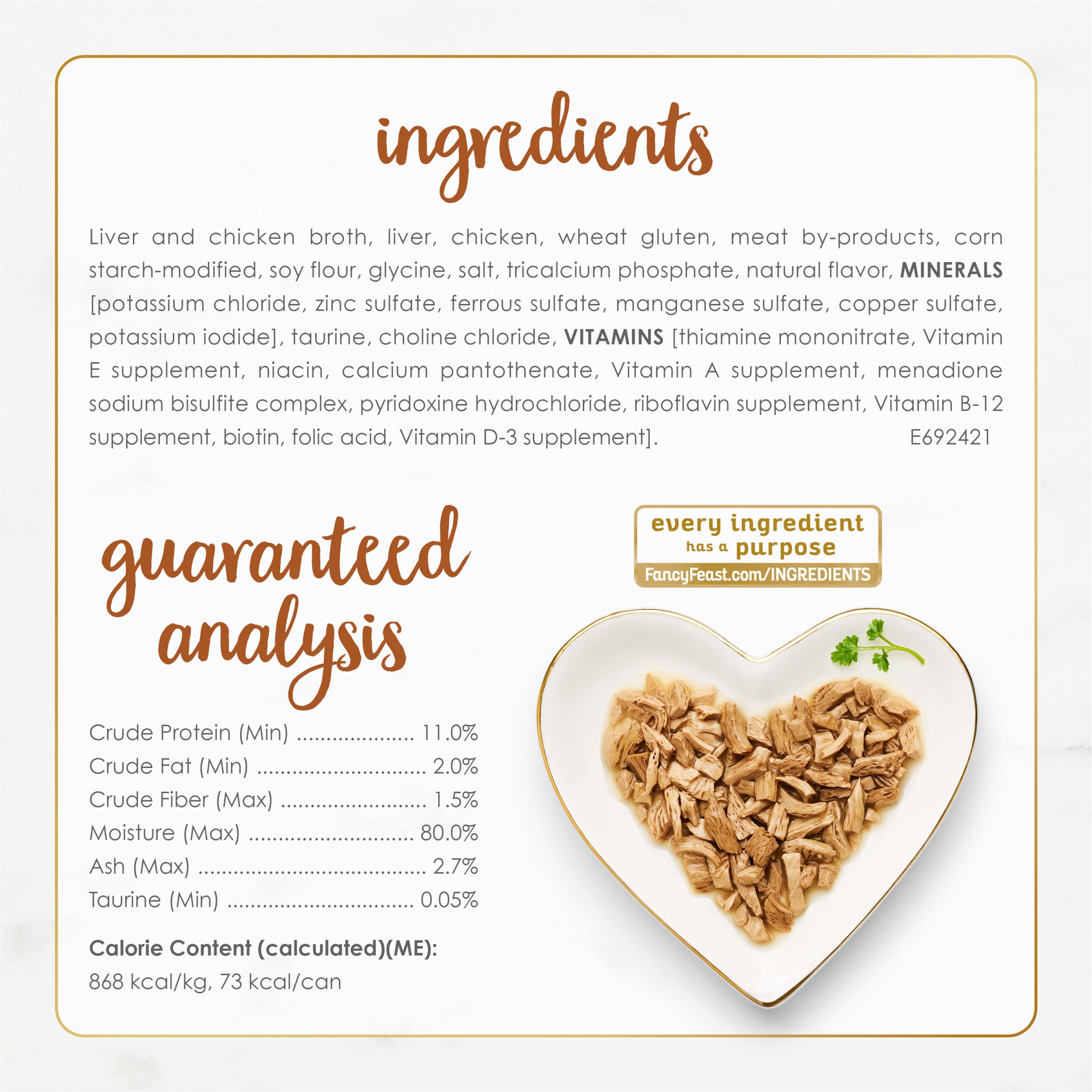 Closeup of real liver and chicken ingredients in Fancy Feast grilled recipe.