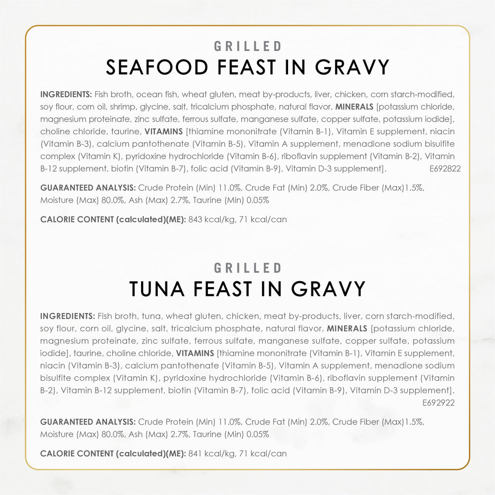 Fancy Feast Grilled Seafood Feast in Gravy can offers rich flavor in gravy.