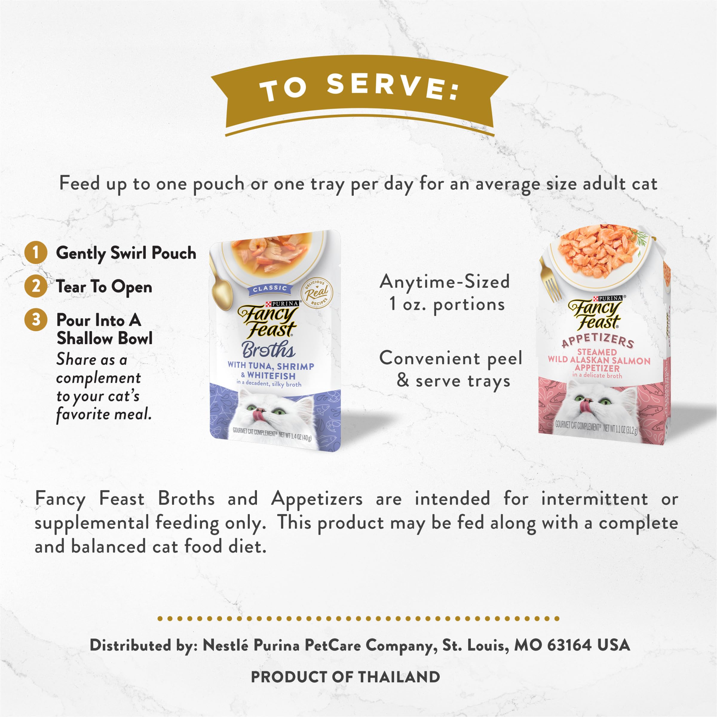 Fancy Feast ingredients close-up shows real fish and chicken in recipes.