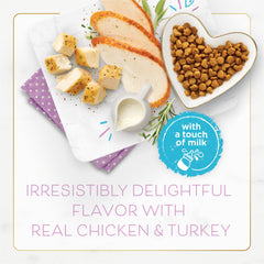 Crispy texture of Fancy Feast kitten kibble appeals to hungry felines