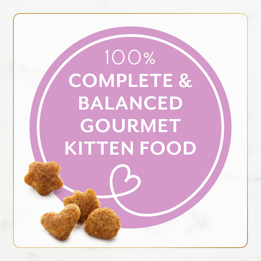7 lb bag of Fancy Feast kitten dry food packaging shown for convenient storage