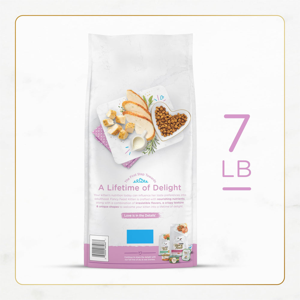 Touch of milk in Fancy Feast kitten kibble adds gentle richness