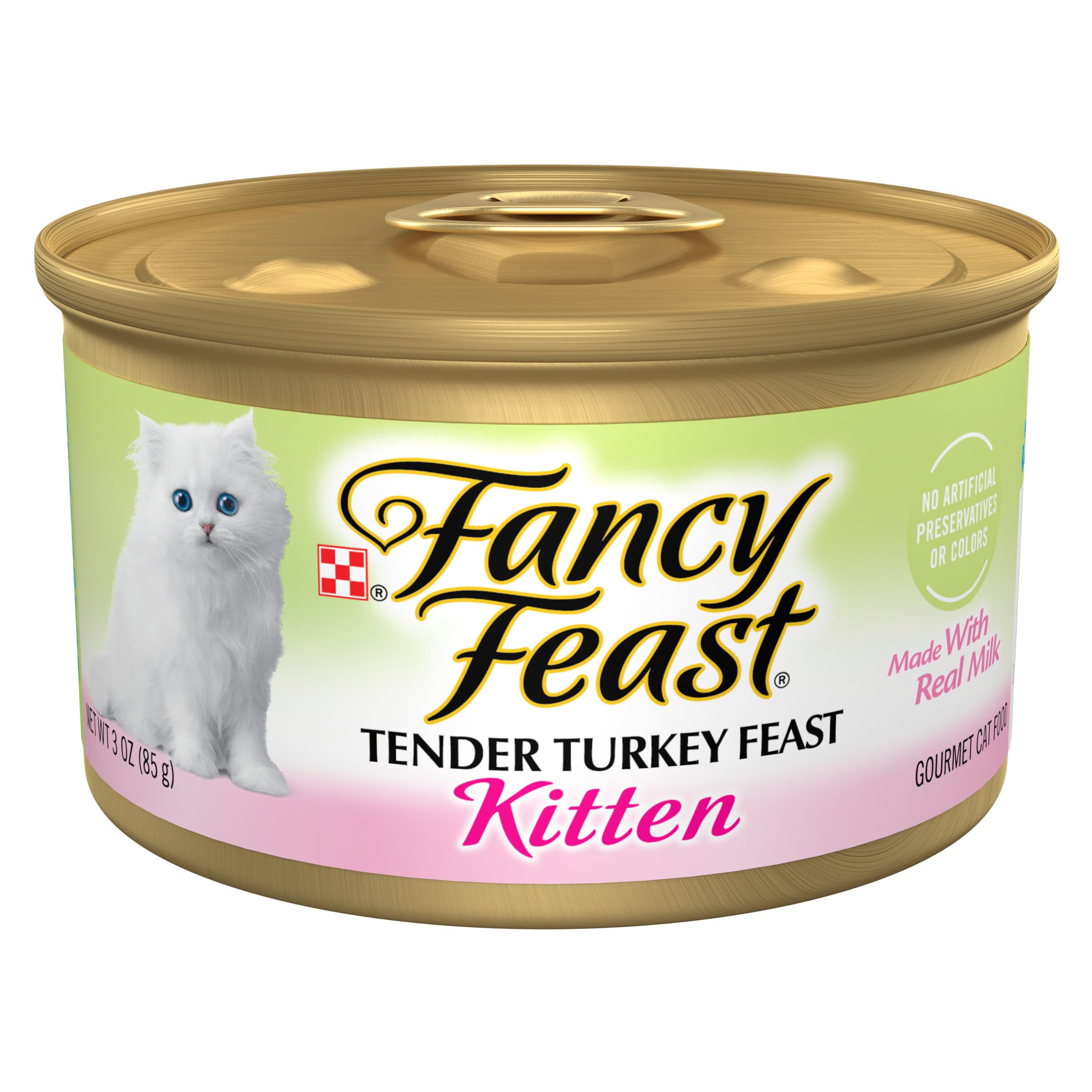 Fancy Feast Kitten Tender Turkey Feast pate in a bowl, appealing texture for kittens