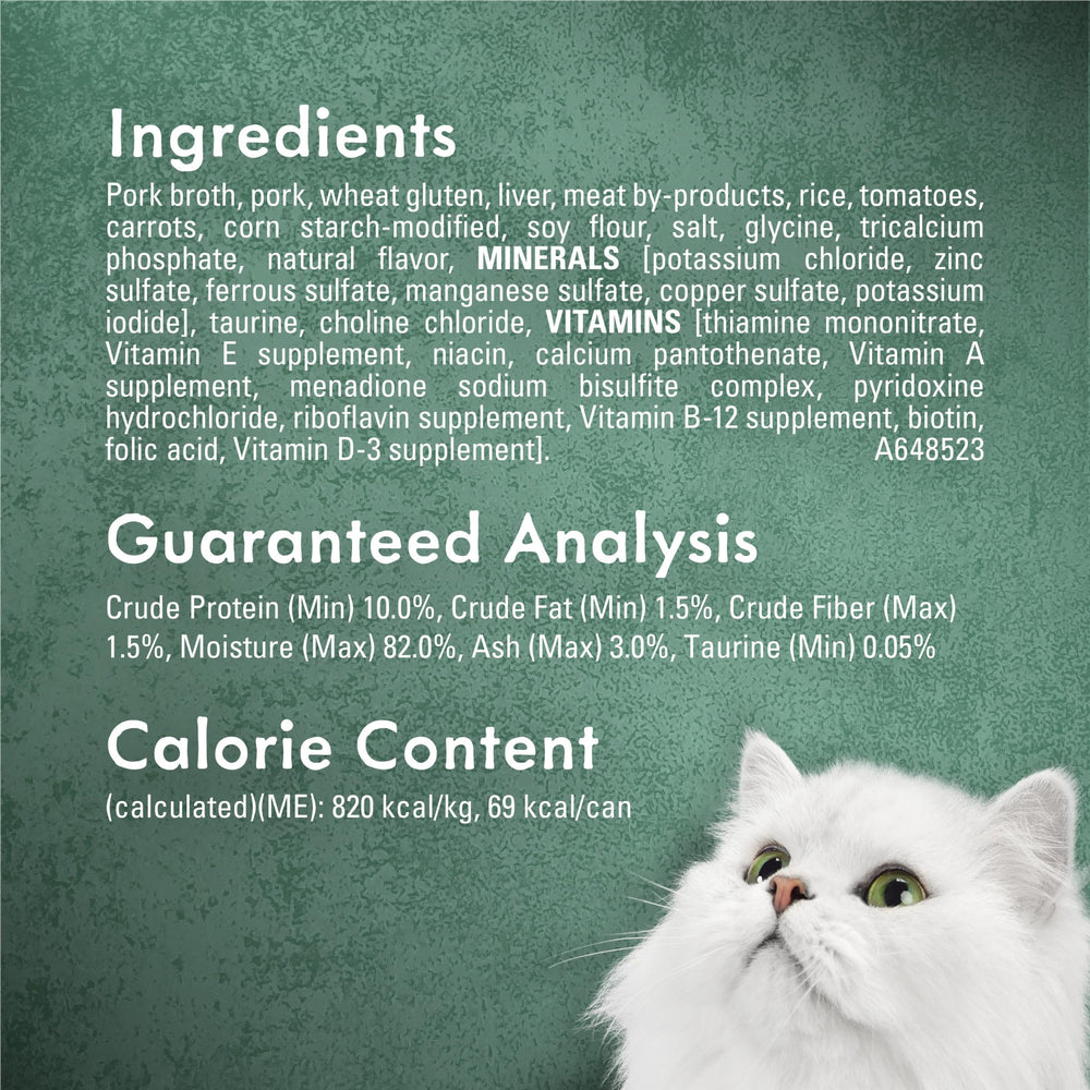 Cat enjoying Fancy Feast Medleys Pork Barbacoa wet food to savor dinner