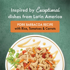 Close-up of tender pork chunks from Fancy Feast Medleys Pork Barbacoa