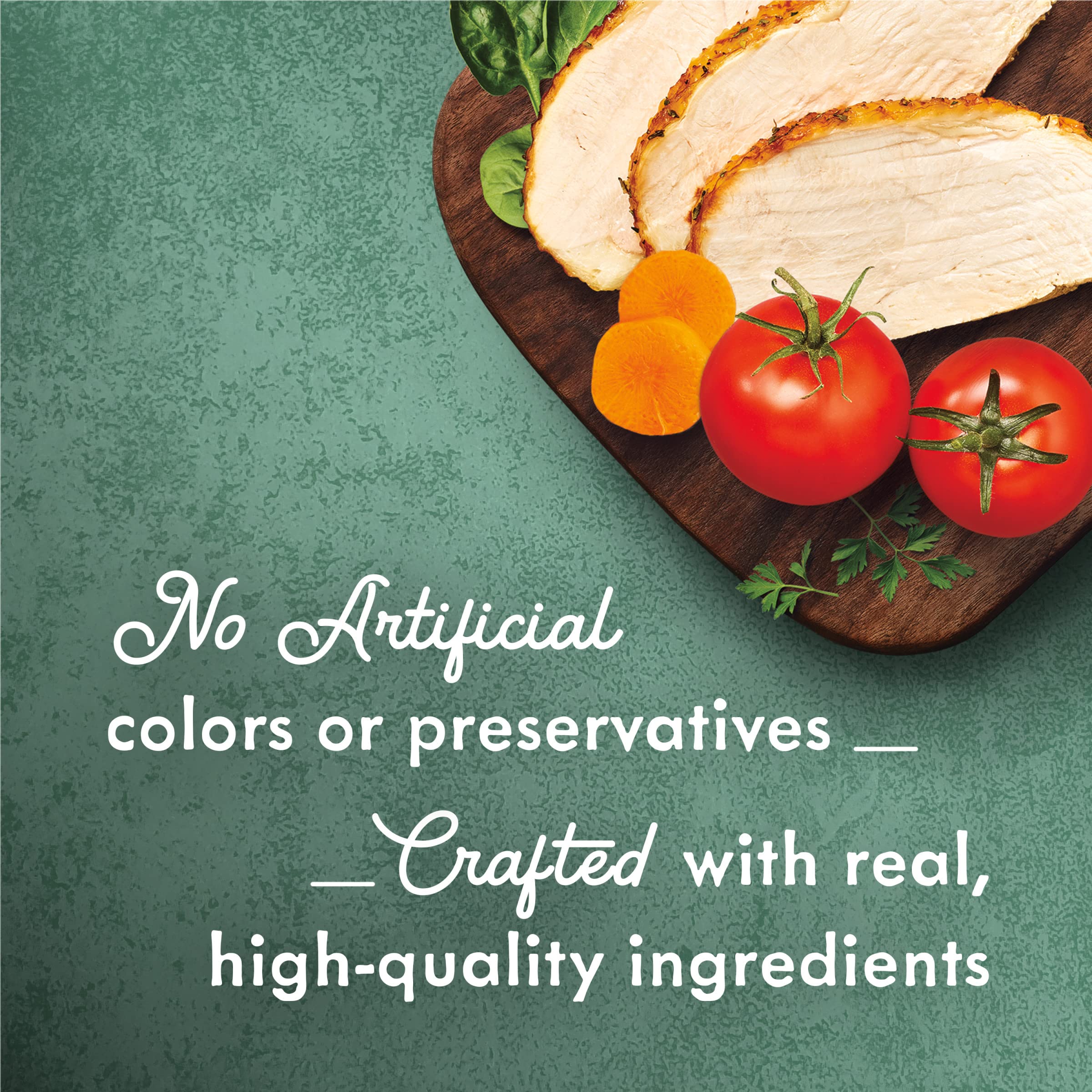 Fancy Feast Medleys Tender Turkey Primavera silky broth glaze enhances aroma and palatability.