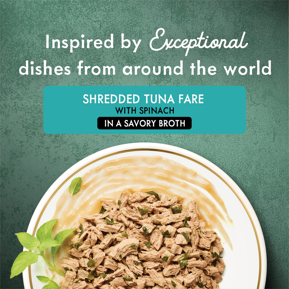 Fancy Feast Medleys tuna shredded closeup real tuna in savory broth