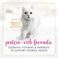 Fancy Feast cat enjoying pate with gravy, flavorful protein-rich feeding moment