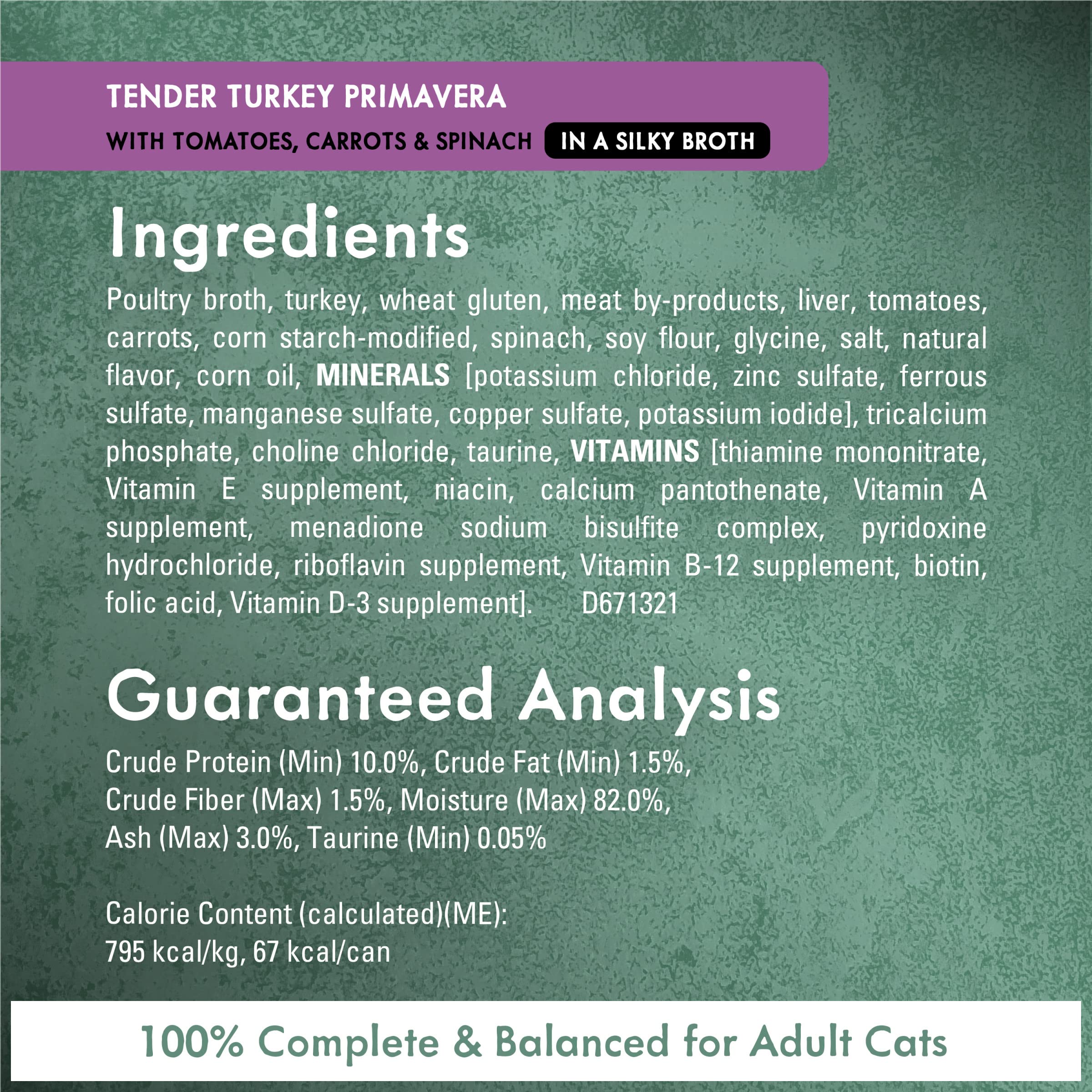 Fancy Feast Primavera real chicken tender bits showcased for satisfying texture cats enjoy.