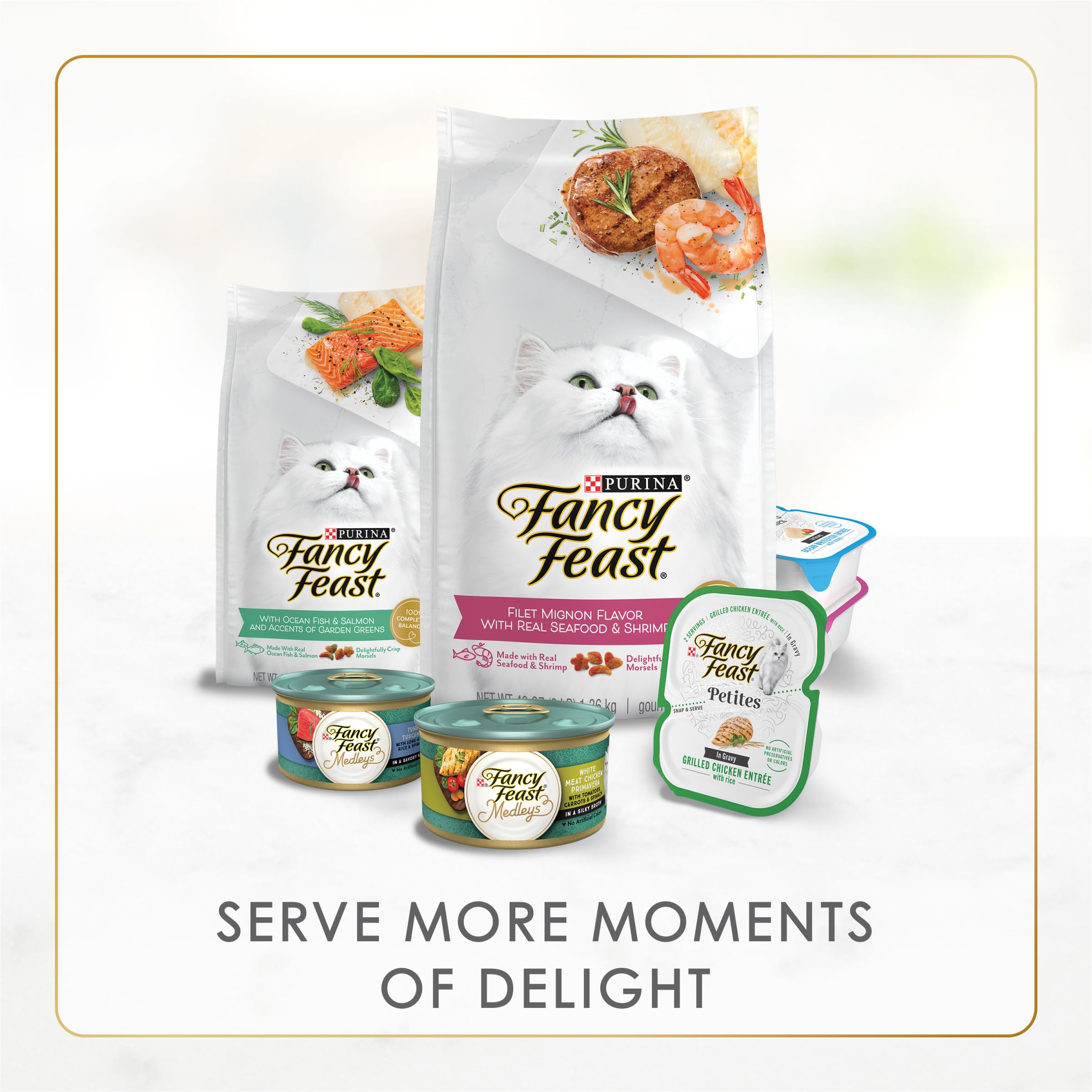 Fancy Feast real beef ingredients highlighted for senior nutrition.